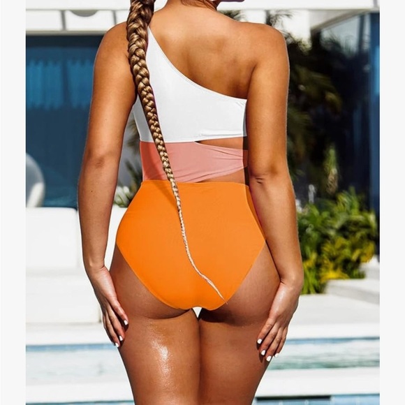 Colorblock One-Shoulder Swimsuit NEVER WORN! - Picture 2 of 4
